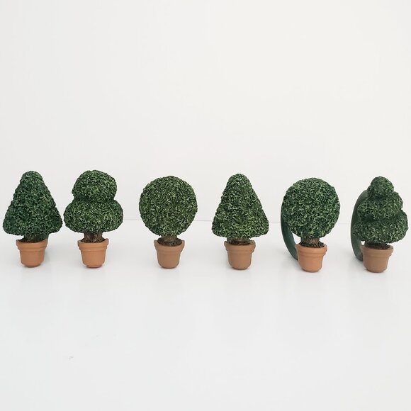 Cute Potted Mini Trees Napkin Rings Bonsai Nature Earthy Spring Summer Landscape - Picture 1 of 13